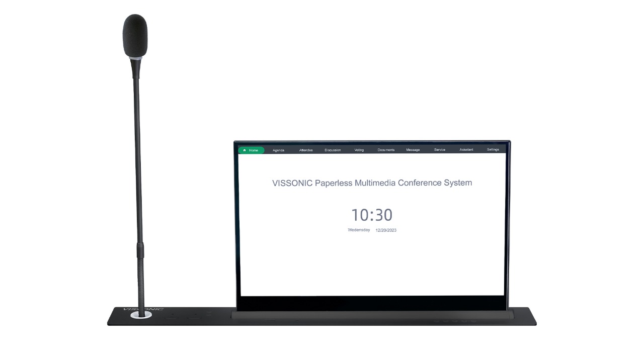 Моторизованный выдвижной монитор 17" с микрофоном председателя Vissonic VIS-17LSSCM-C